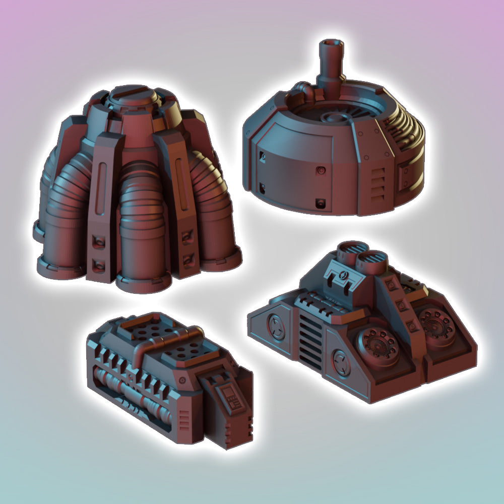 Industrial Scatter Pack - Sci-Fi Grimdark Miniatures by Saucermen Studios, Wargame Scale 3D Printed