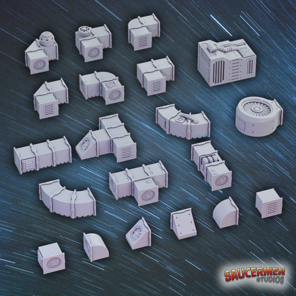 Modular Ducts & Vent System - Sci-Fi Grimdark Miniatures by Saucermen Studios, Wargame Scale 3D Printed - photo 2