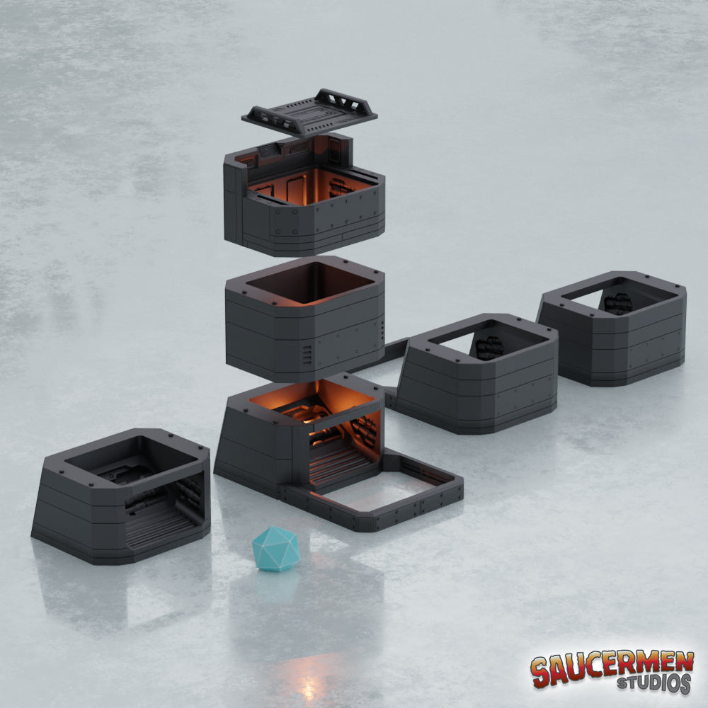 City Walls – Modular Dice Tower - Sci-Fi Grimdark Miniatures by Saucermen Studios, Wargame Scale 3D Printed - photo 2