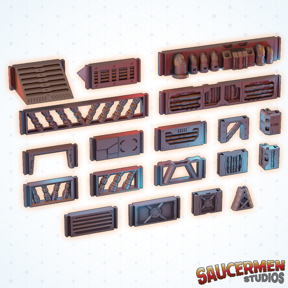 Zectonium Prison Mines – Half Height Walls - Sci-Fi Grimdark Miniatures by Saucermen Studios, Wargame Scale 3D Printed - photo 2