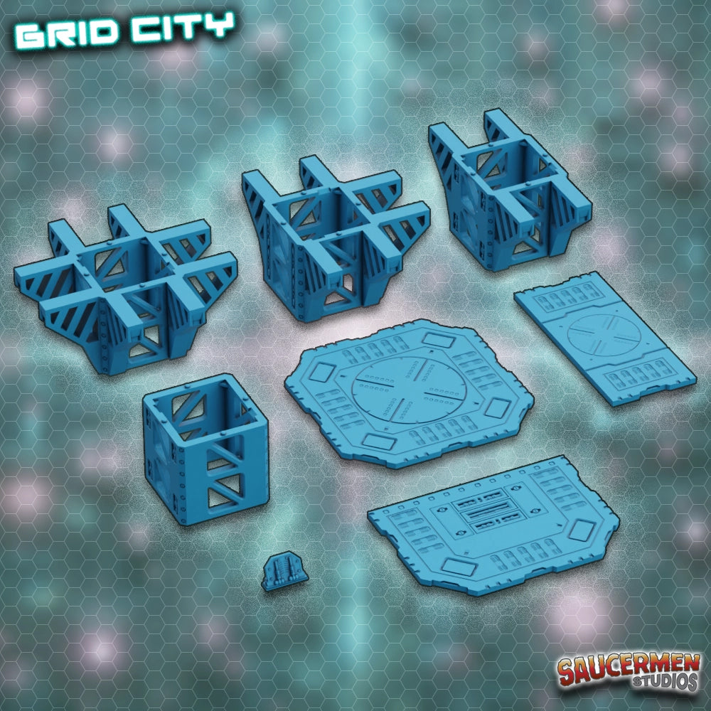 Grid City - Landing Pad - Sci-Fi Grimdark Miniatures by Saucermen Studios, Wargame Scale 3D Printed - photo 2