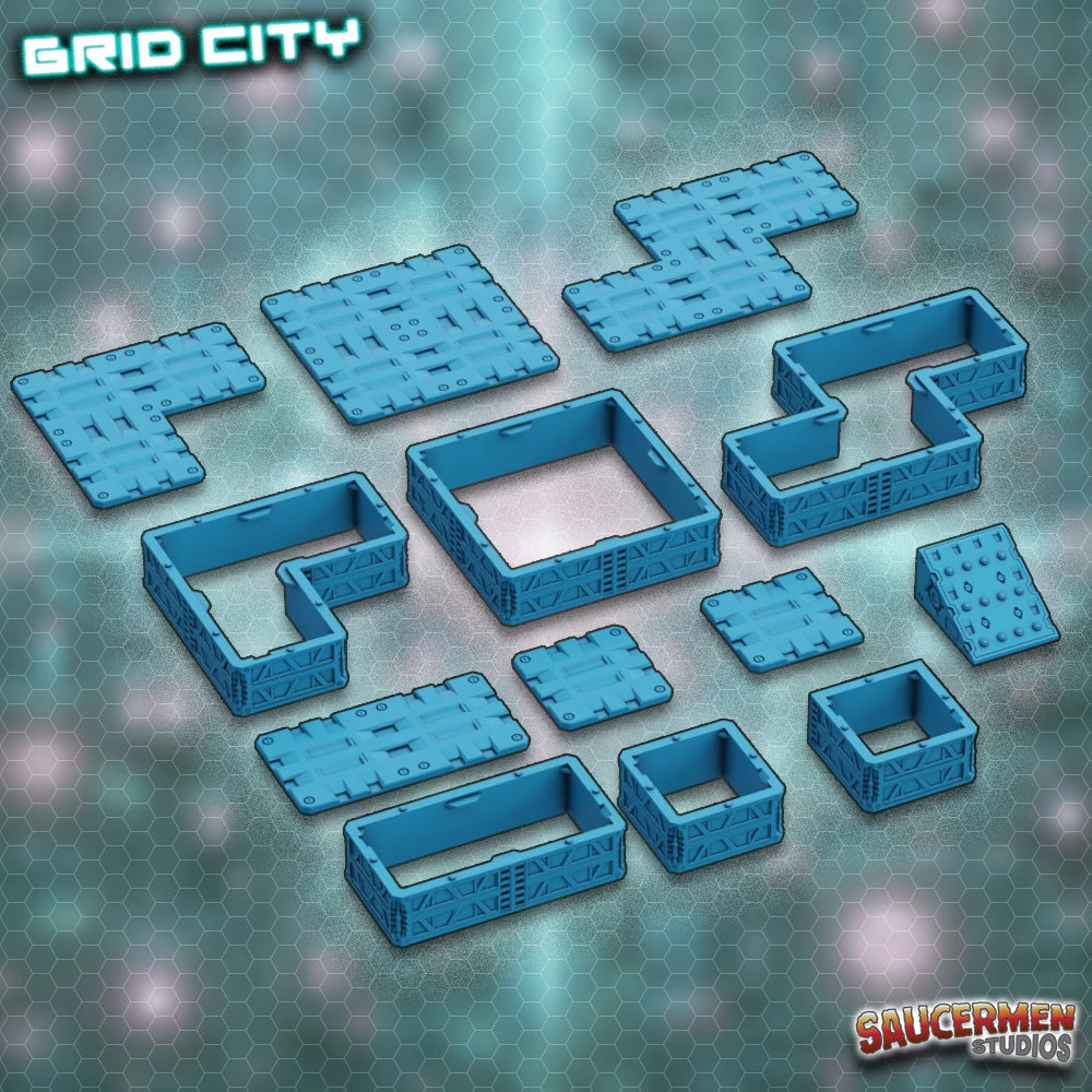 Grid City - Half Height Platforms - Sci-Fi Grimdark Miniatures by Saucermen Studios, Wargame Scale 3D Printed - photo 2