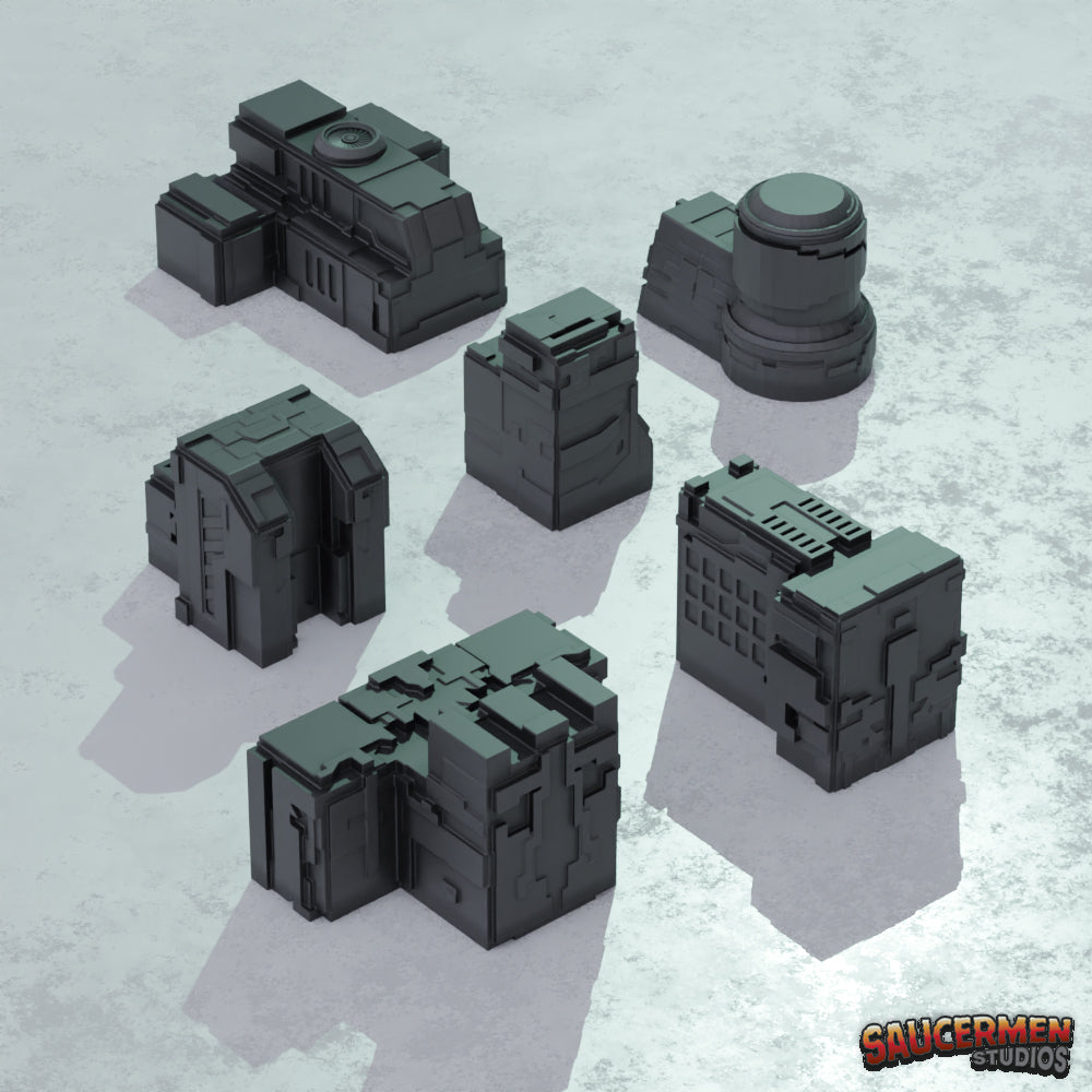 6mm Cyber City Buildings - Sci-Fi Grimdark Miniatures by Saucermen Studios, Wargame Scale 3D Printed - photo 2