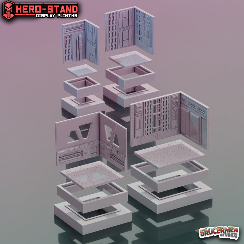Hero-Stand Display Plinths – Galactic Destroyer (Square) - Sci-Fi Grimdark Miniatures by Saucermen Studios, Wargame Scale 3D Printed - photo 2