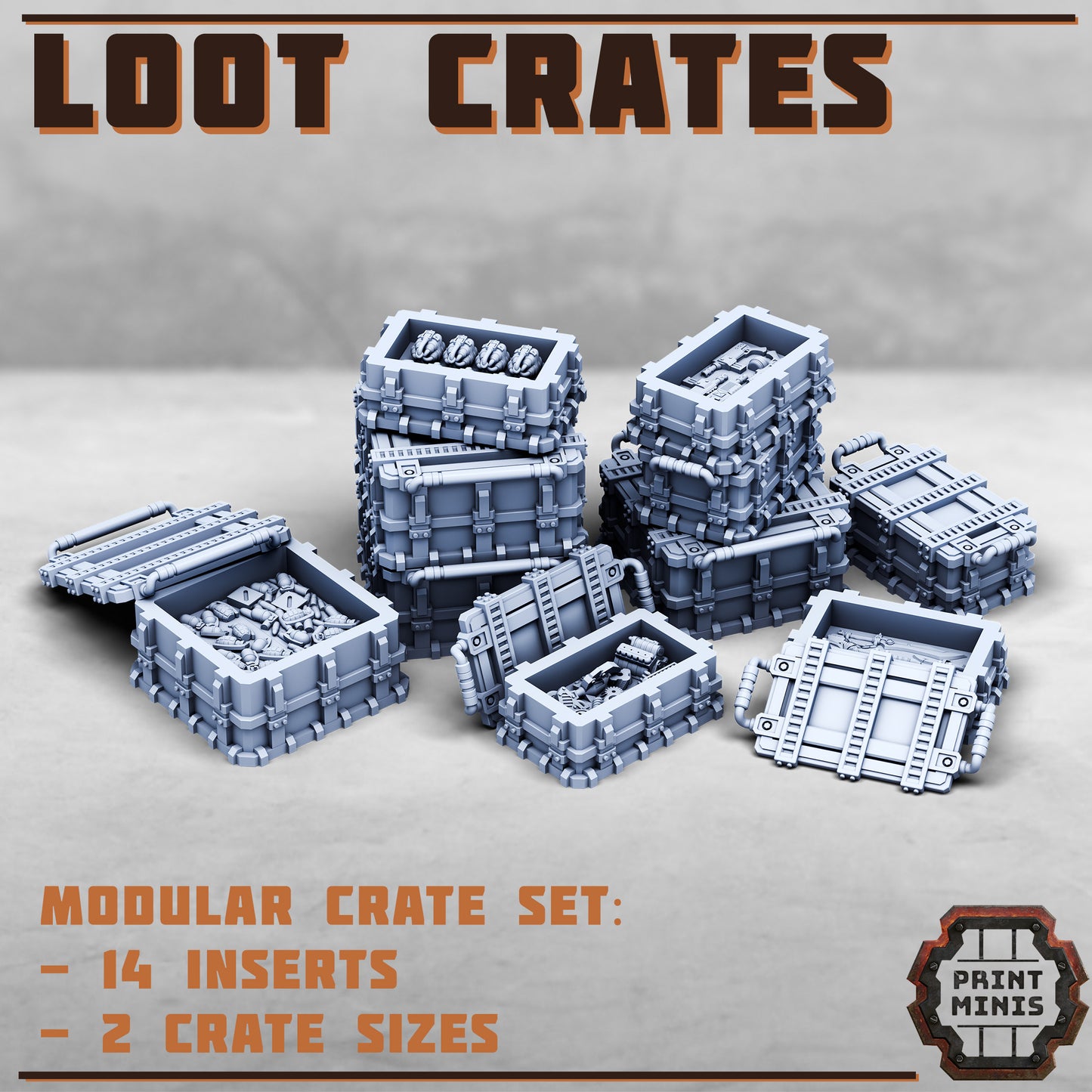 Loot Crates x14, Sci-Fi Grimdark Terrain by STATIONFORGE