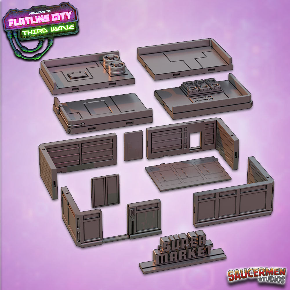 Flatline City: Third Wave - Supermarket - Sci-Fi Grimdark Miniatures by Saucermen Studios, Wargame Scale 3D Printed - photo 2