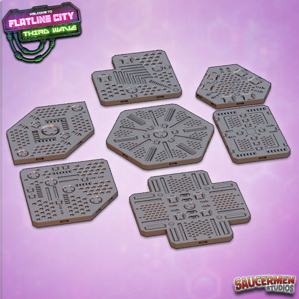 Flatline City: Third Wave - Walkway Rooftops - Sci-Fi Grimdark Miniatures by Saucermen Studios, Wargame Scale 3D Printed