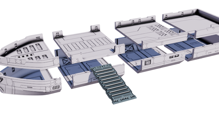 Flatline City: Third Wave - Modular Ship & Docks - Sci-Fi Grimdark Miniatures by Saucermen Studios, Wargame Scale 3D Printed - photo 4