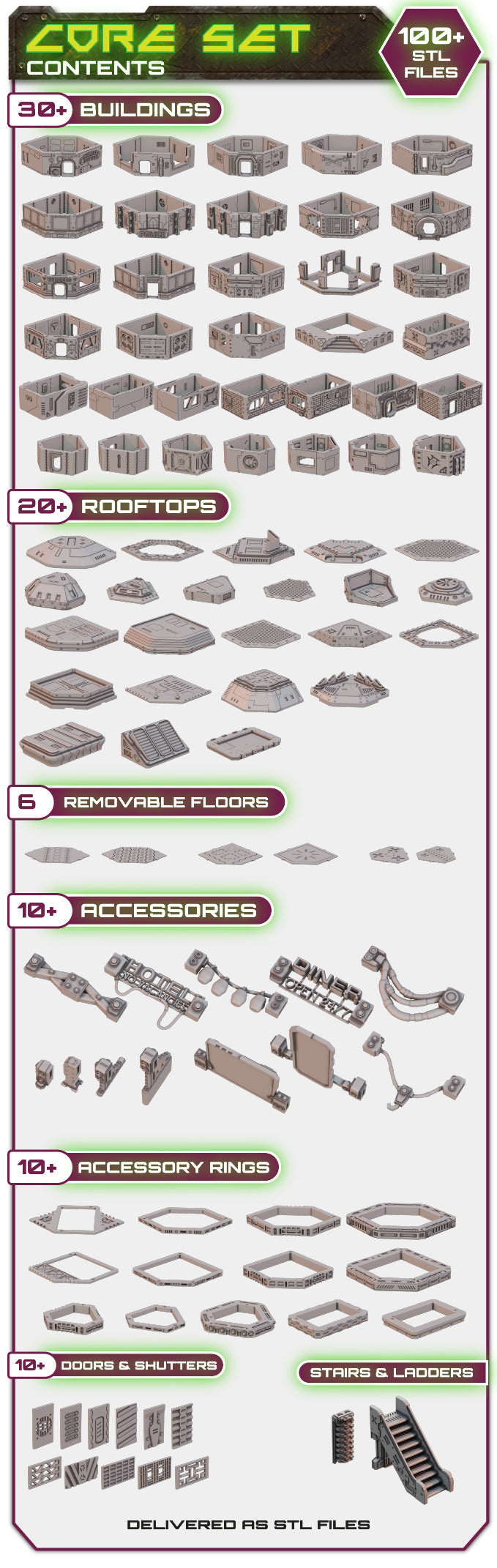 Flatline City: Third Wave - Core Set - Sci-Fi Grimdark Miniatures by Saucermen Studios, Wargame Scale 3D Printed - photo 2