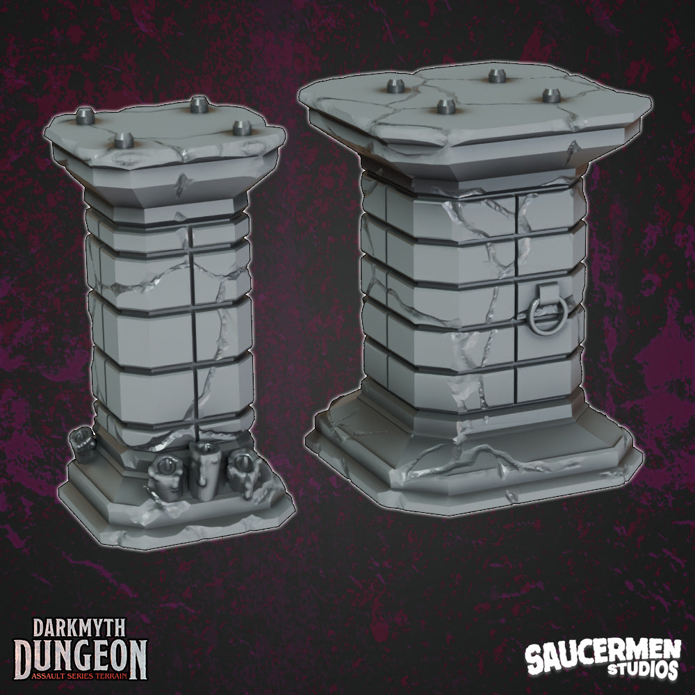 DarkMyth Dungeon - Pillar Upgrades - Sci-Fi Grimdark Miniatures by Saucermen Studios, Wargame Scale 3D Printed
