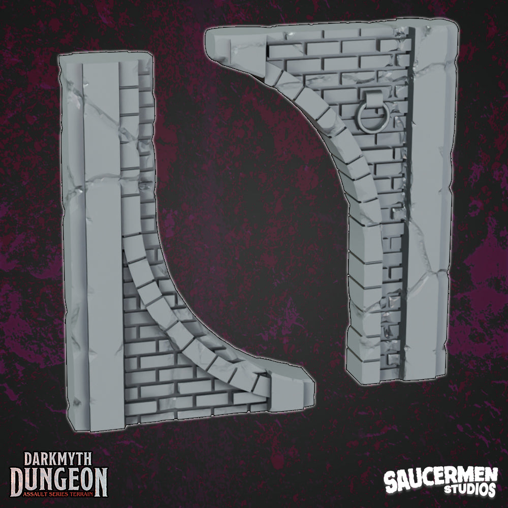 DarkMyth Dungeon - Double Height Arches - Sci-Fi Grimdark Miniatures by Saucermen Studios, Wargame Scale 3D Printed