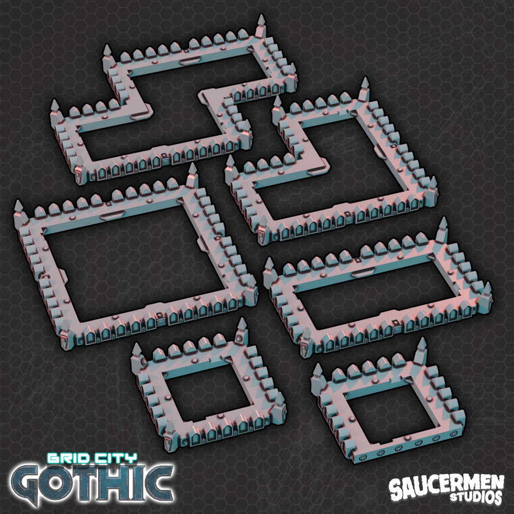 Grid City: Gothic – Grimdark Spacer Rings - Sci-Fi Grimdark Miniatures by Saucermen Studios, Wargame Scale 3D Printed