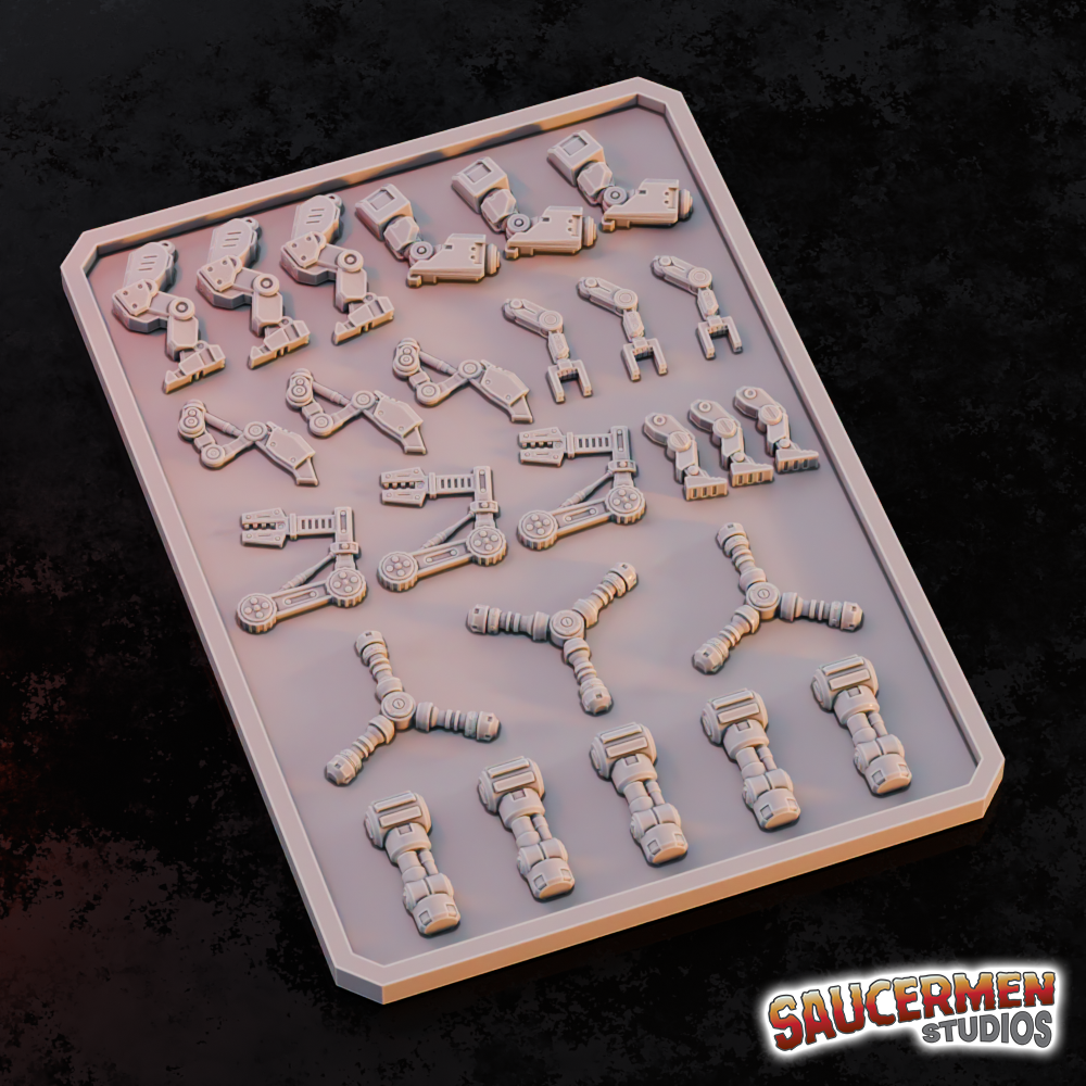 Texture / Practice Palette: Mech Joints - Sci-Fi Grimdark Miniatures by Saucermen Studios, Wargame Scale 3D Printed