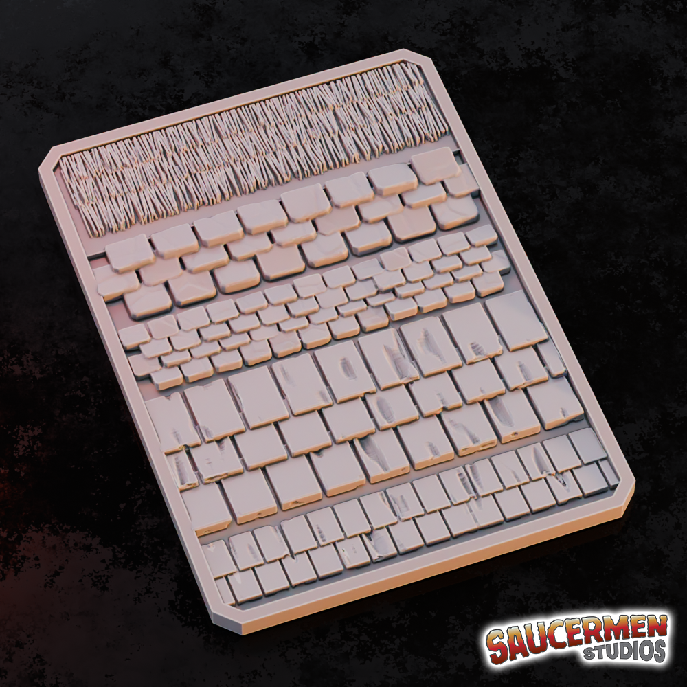 Texture / Practice Palette:Roof Tiles - Sci-Fi Grimdark Miniatures by Saucermen Studios, Wargame Scale 3D Printed