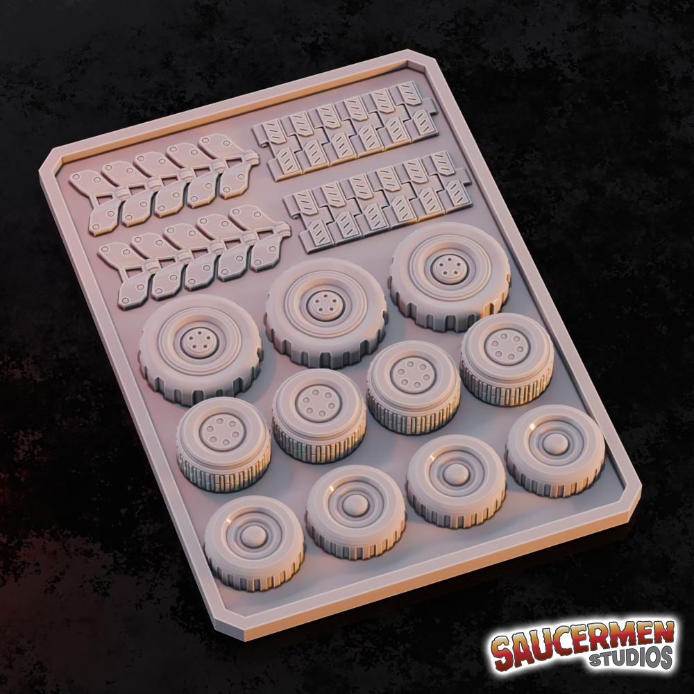 Texture / Practice Palette: Tyres N' Tracks - Sci-Fi Grimdark Miniatures by Saucermen Studios, Wargame Scale 3D Printed