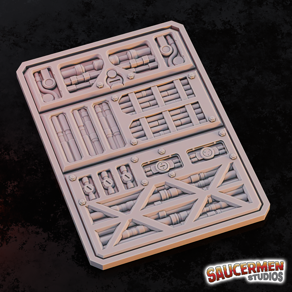 Texture / Practice Palette: Inset Pipes - Sci-Fi Grimdark Miniatures by Saucermen Studios, Wargame Scale 3D Printed