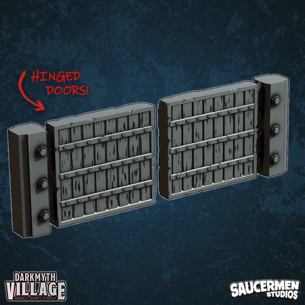 DarkMyth Village - Town Gates - Sci-Fi Grimdark Miniatures by Saucermen Studios, Wargame Scale 3D Printed