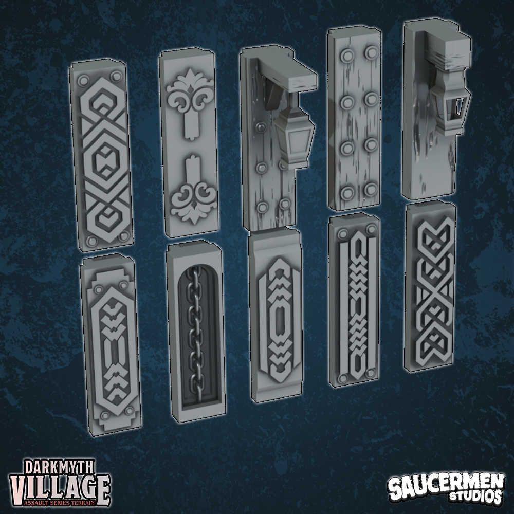 DarkMyth Village - Junction Inserts: 1 - Sci-Fi Grimdark Miniatures by Saucermen Studios, Wargame Scale 3D Printed