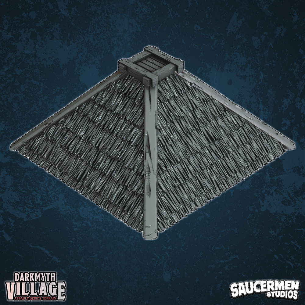 DarkMyth Village - Rooftops: Individual Thatched - Sci-Fi Grimdark Miniatures by Saucermen Studios, Wargame Scale 3D Printed