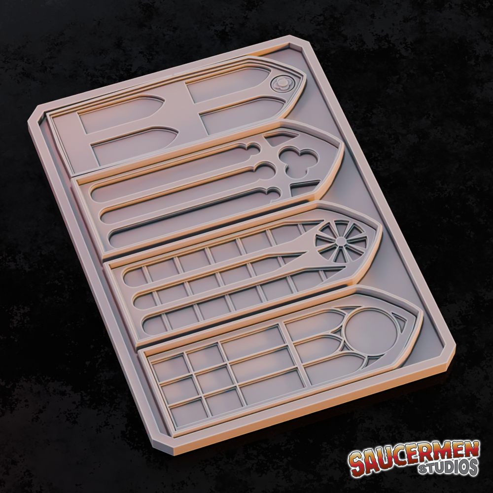 Texture & Practice Palette: Gothic Windows - Sci-Fi Grimdark Miniatures by Saucermen Studios, Wargame Scale 3D Printed