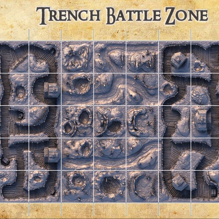Trench Battle Zone - Tabletop Terrain - Tabletop 3D Printed Terrain by MiniatureLand, Perfect for Wargaming and RPGs