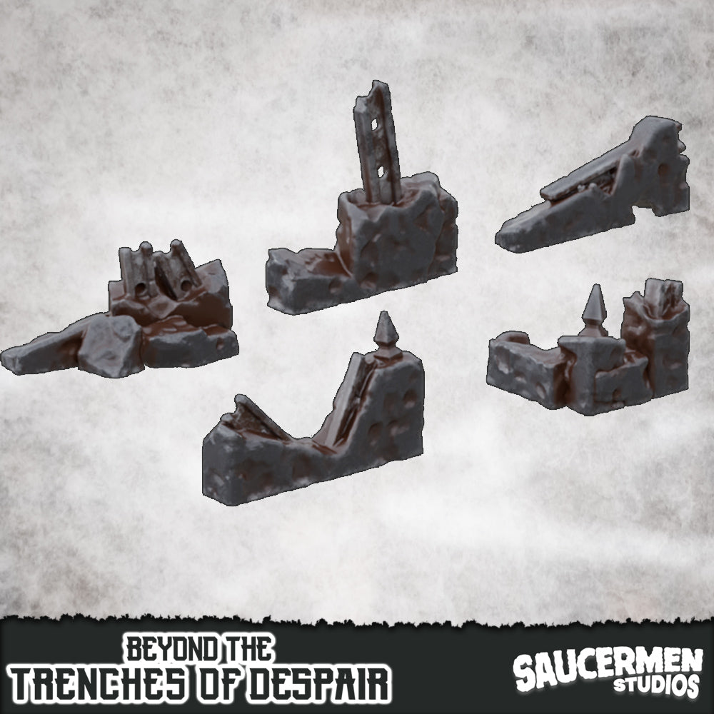 Beyond the Trenches of Despair: Scatter - Concrete Debris - Sci-Fi Grimdark Miniatures by Saucermen Studios, Wargame Scale 3D Printed