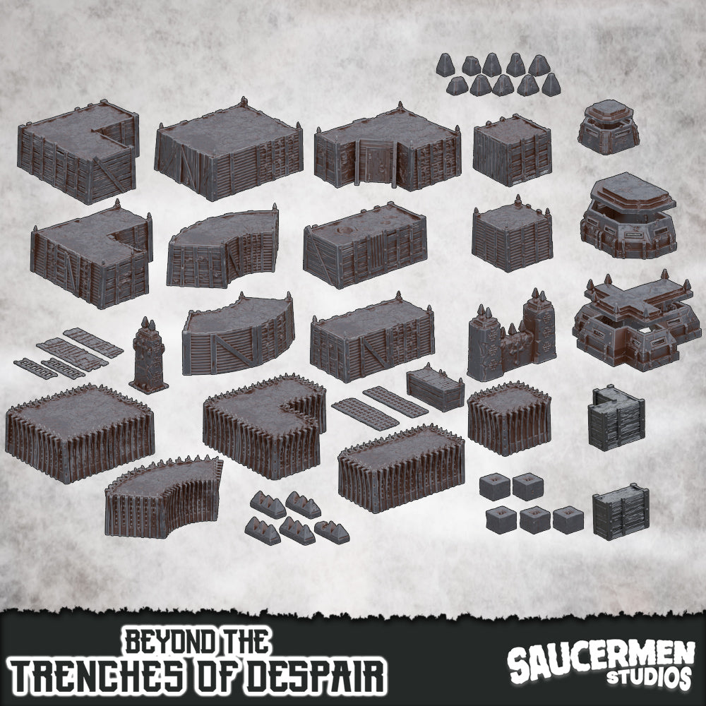 Beyond the Trenches of Despair: Core Set - Sci-Fi Grimdark Miniatures by Saucermen Studios, Wargame Scale 3D Printed