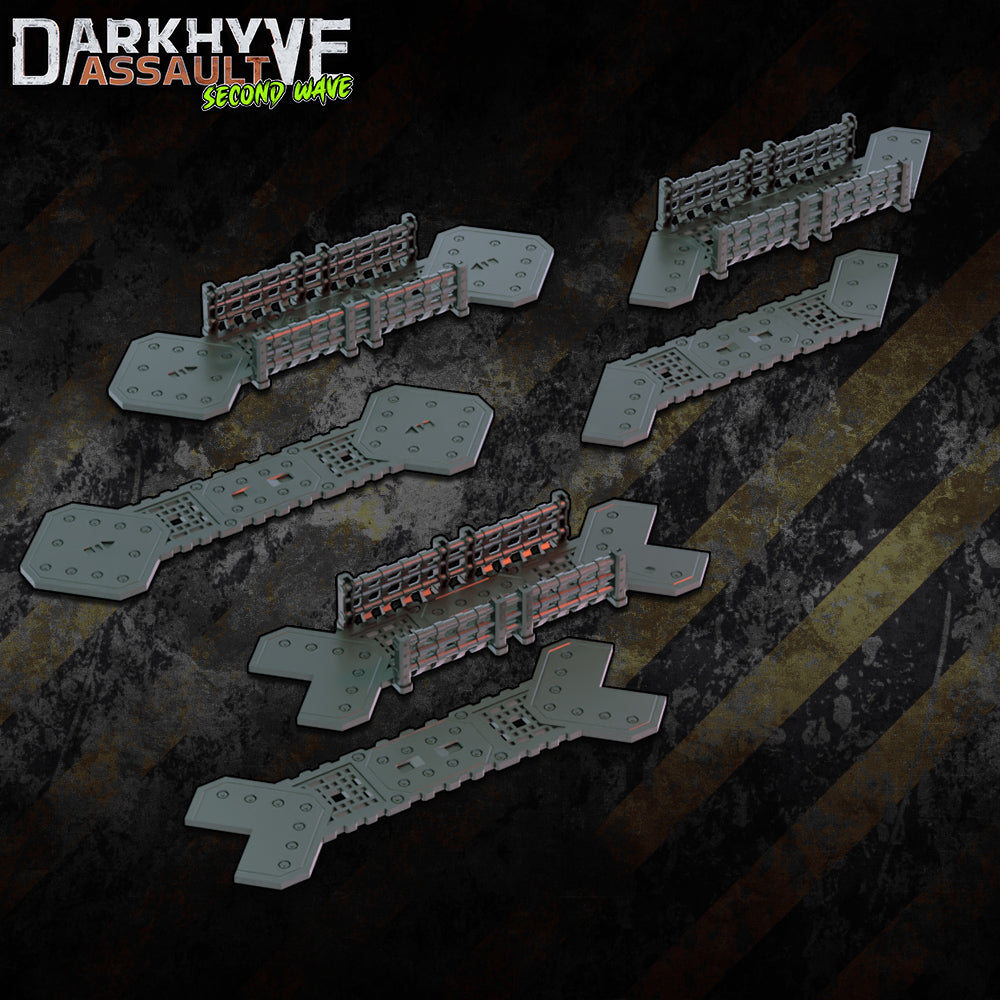 DarkHyve Assault: Second Wave - Gantries Corner-to-Corner - Sci-Fi Grimdark Miniatures by Saucermen Studios, Wargame Scale 3D Printed