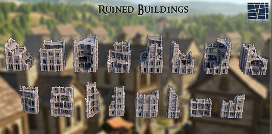 Ruined Buildings Pack (16 Buildings) - Tabletop Terrain 28mm by MiniatureLand