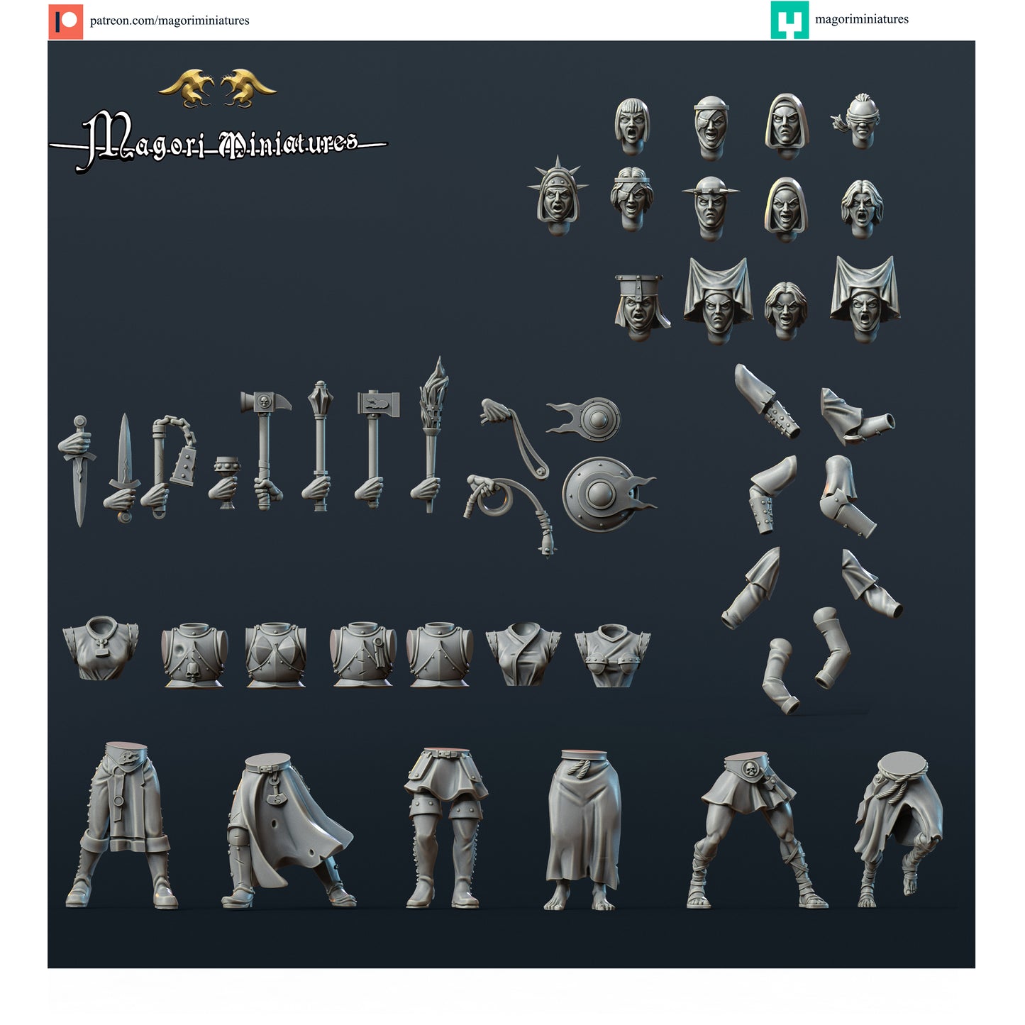Modular Sister of the hammergod warband, Fantasy Skirmish Miniatures by Magori Miniatures, perfect for Fantasy Wargames and RPGs - photo 2