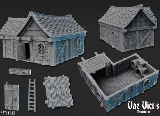 Modular Fantasy Tavern House Medieval Building 28mm Tabletop Terrain 32mm suitable for Fantasy Wargames and Tabletop RPGs