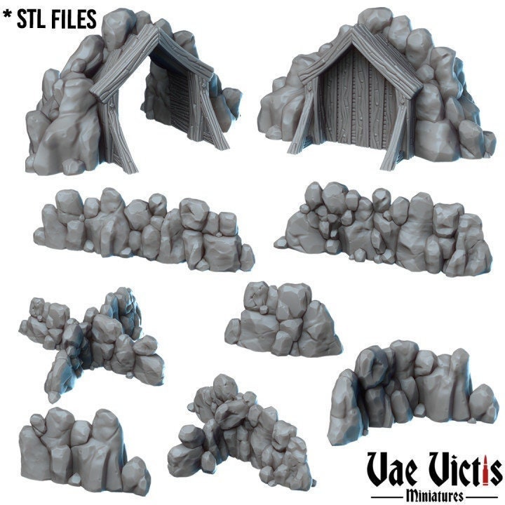 Modular Goldmine Underground Terrain 28mm Tabletop Mine Terrain 32mm Terrain suitable for Fantasy Wargames and Tabletop RPGs