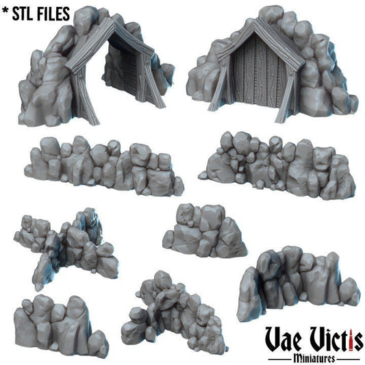 Modular Goldmine Underground Terrain 28mm Tabletop Mine Terrain 32mm Terrain suitable for Fantasy Wargames and Tabletop RPGs