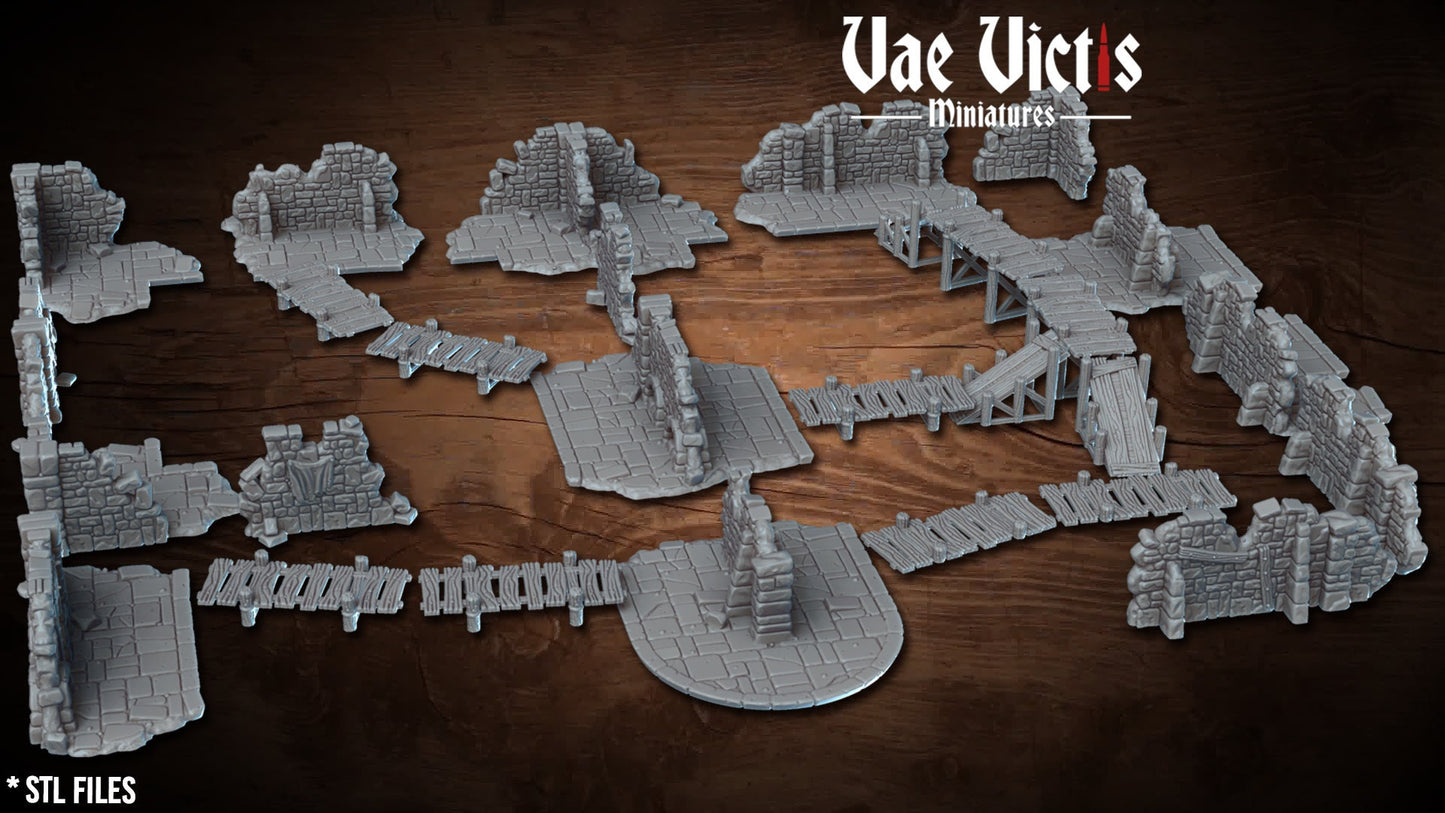 Modular Fantasy Dungeon Terrain 28mm Tabletop Thieves Den 32mm Ruins Terrain suitable for Fantasy Wargames and Tabletop RPGs