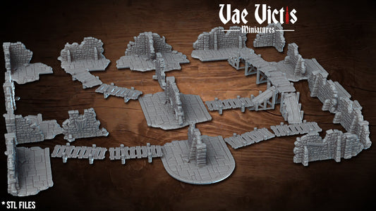 Modular Fantasy Dungeon Terrain 28mm Tabletop Thieves Den 32mm Ruins Terrain suitable for Fantasy Wargames and Tabletop RPGs