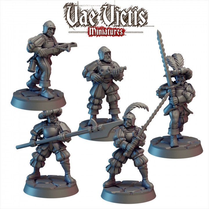 Landsknecht Warband , Assembled Empire Mercenaries Fantasy Miniatures by Vae Victis, perfect for Fantasy Wargames and Tabletop RPGs