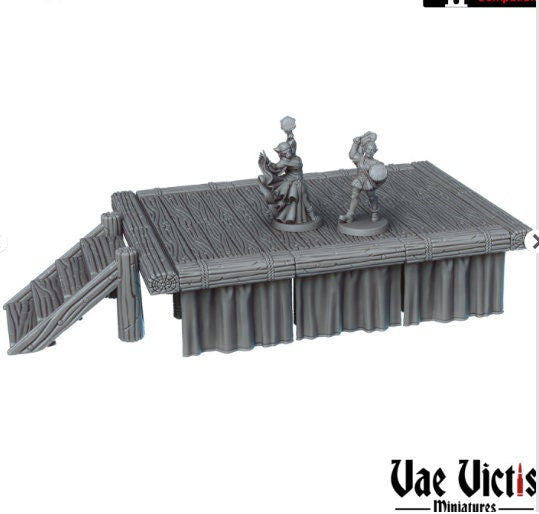 Fantasy Stage and Travel Cart Medieval Building 28mm Tabletop Terrain 32mm Terrain suitable for Fantasy Wargames and Tabletop RPGs