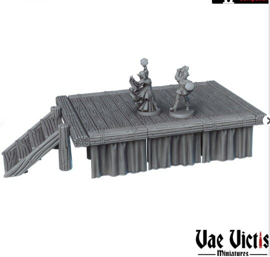 Fantasy Stage and Travel Cart: 28mm Tabletop RPG Terrain