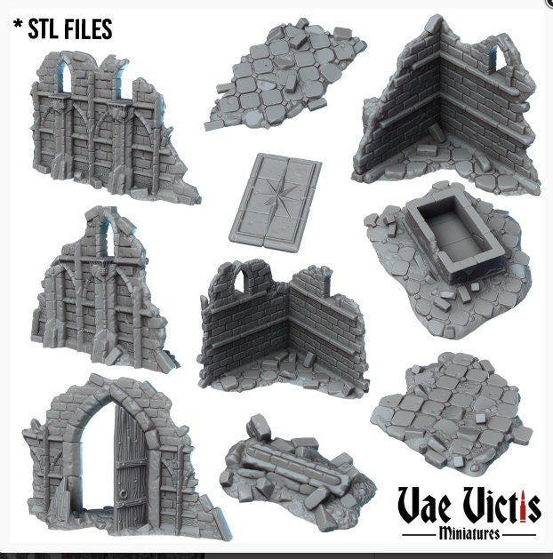 Modular Fantasy Church Ruins Terrain 28mm Tabletop Holy Shrine 32mm Ruins Terrain suitable for Fantasy Wargames and Tabletop RPGs