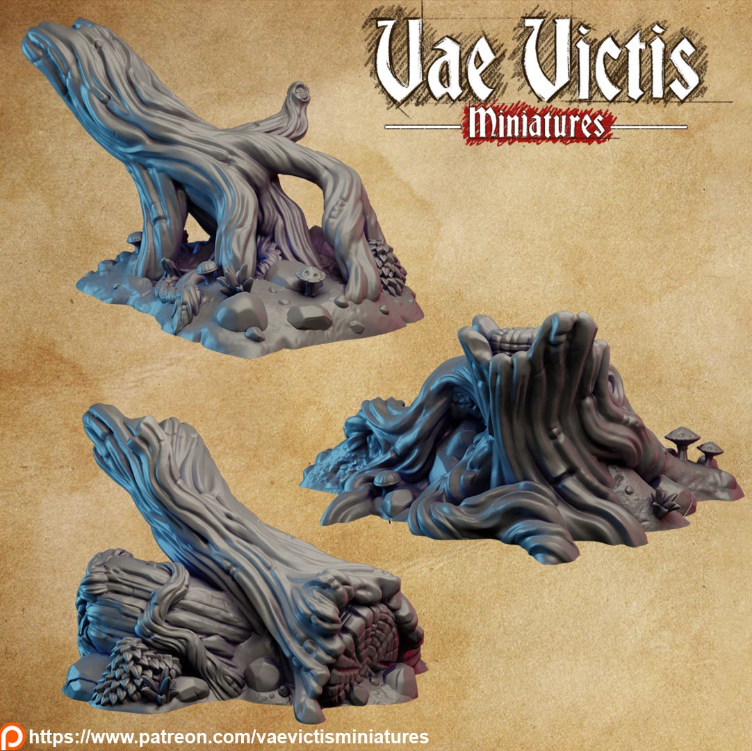 Woodland Terrain Fallen Trees Scatter Fantasy set, Tabletop Scenery  for RPGs & Wargaming, for Fantasy Wargames and Tabletop RPGs