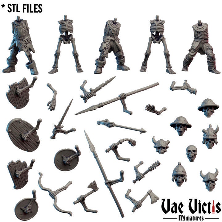 Modular Skeleton Undead Miniatures, Bits and Weapon Conversions Fantasy by Vae Victis, perfect for Fantasy Wargames and Tabletop RPGs