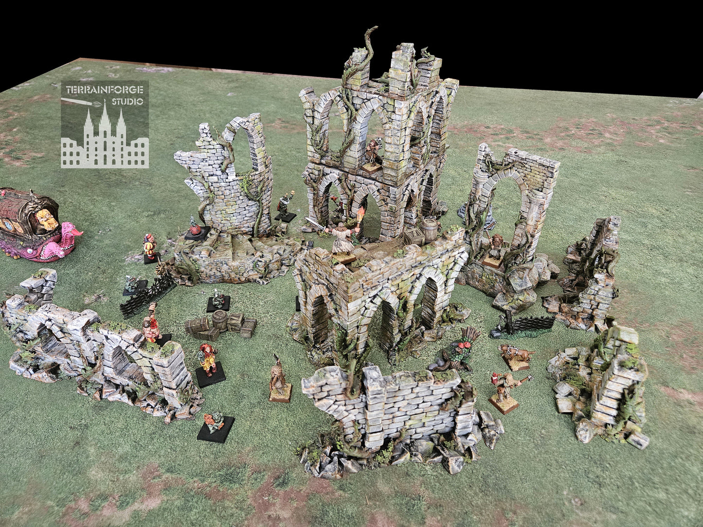 Pro Painted Modular Wargaming Overgrown Ruins Terrain for Fantasy Wargames