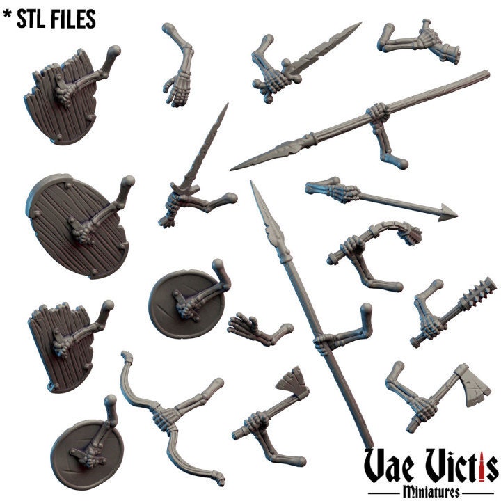 Modular Skeleton Undead Miniatures, Bits and Weapon Conversions Fantasy by Vae Victis, perfect for Fantasy Wargames and Tabletop RPGs