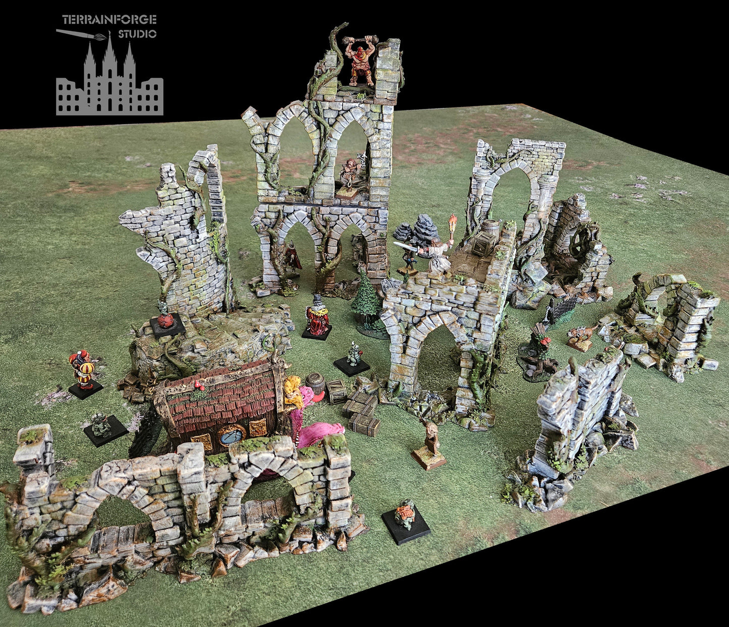 Pro Painted Modular Wargaming Overgrown Ruins Terrain for Fantasy Wargames