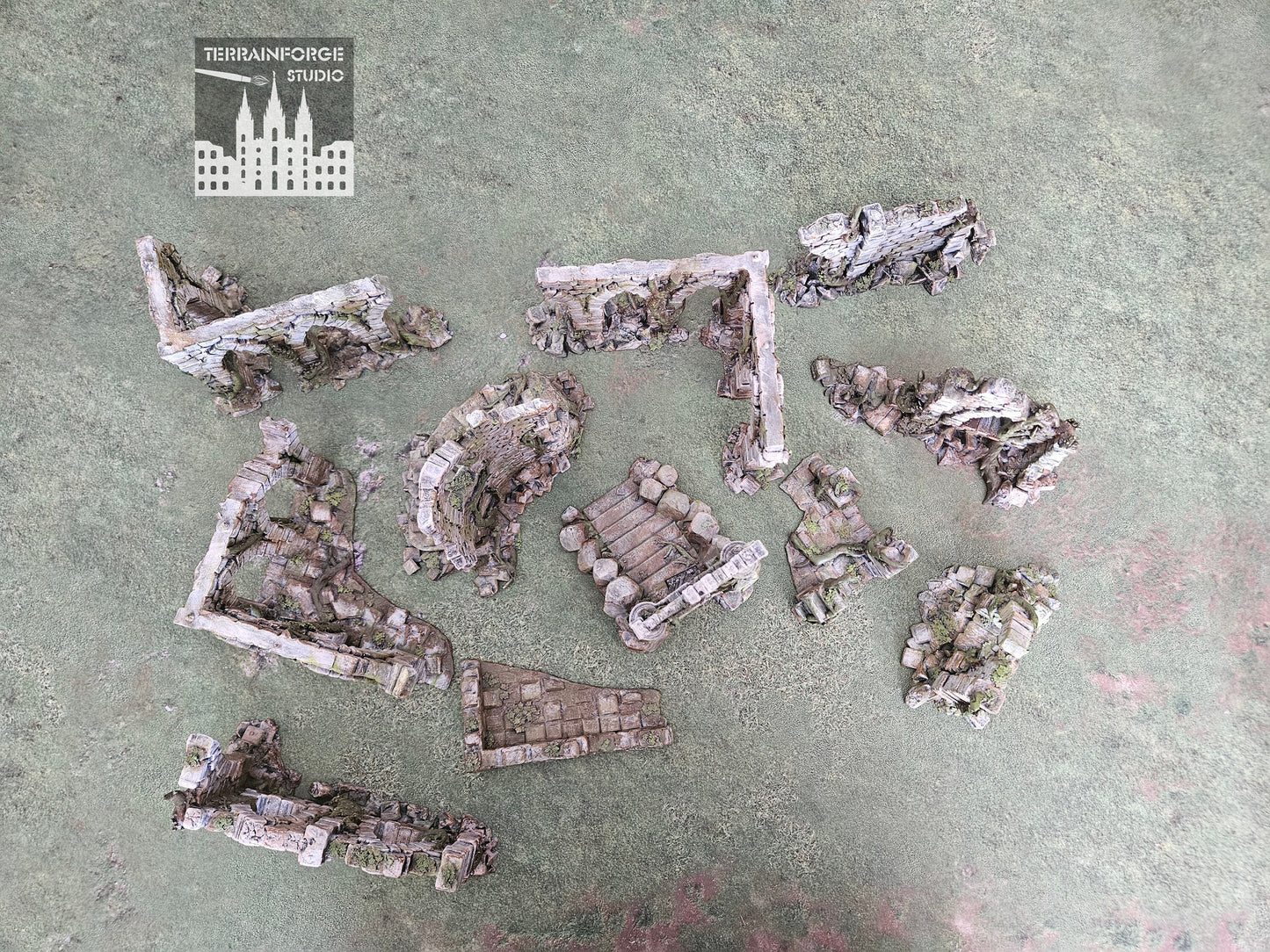 Pro Painted Modular Wargaming Overgrown Ruins Terrain for Fantasy Wargames