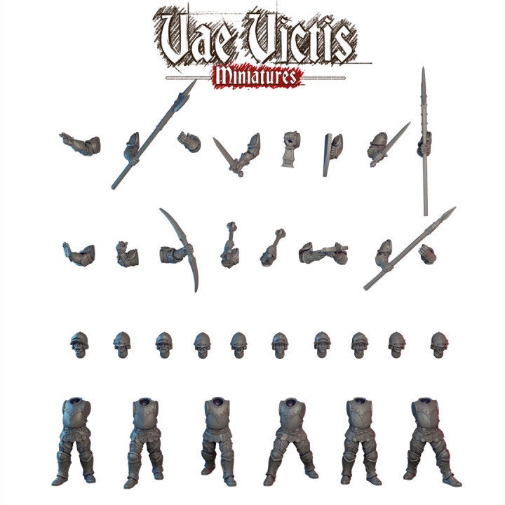 Modular Armored Guard Miniatures, Bits and Weapon Conversions Fantasy by Vae Victis, perfect for Fantasy Wargames and Tabletop RPGs