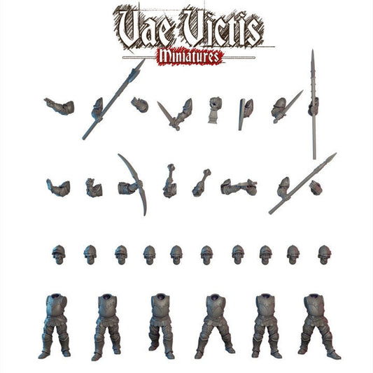 Modular Armored Guard Miniatures, Bits and Weapon Conversions Fantasy by Vae Victis, perfect for Fantasy Wargames and Tabletop RPGs