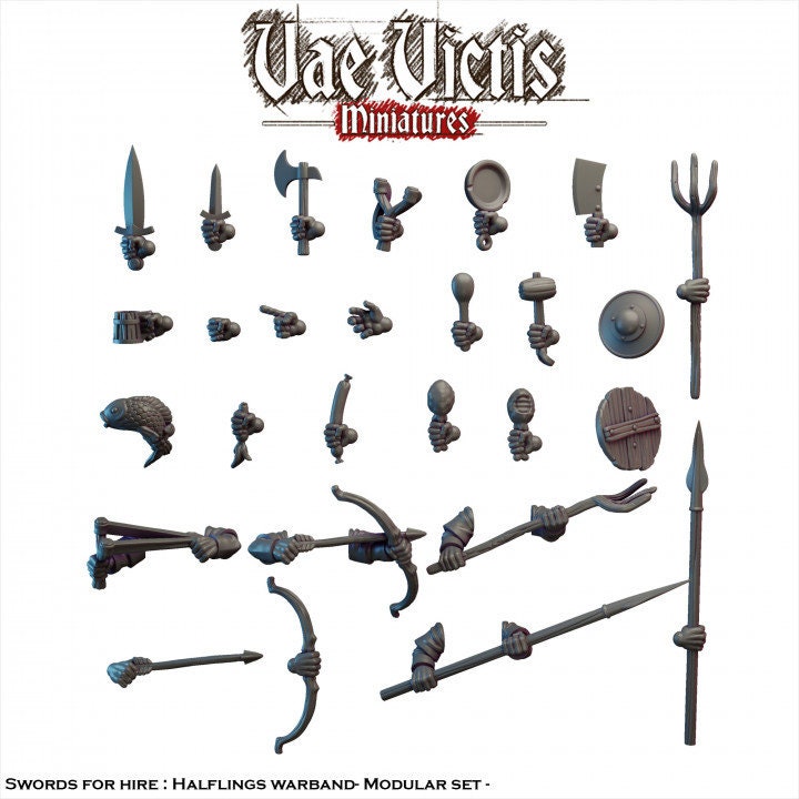 Modular Halfling Village Guard Miniatures, Bits and Weapon Conversions Fantasy by Vae Victis, perfect for Fantasy Wargames and Tabletop RPGs