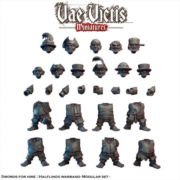 Modular Halfling Village Guard Miniatures, Bits and Weapon Conversions Fantasy by Vae Victis, perfect for Fantasy Wargames and Tabletop RPGs