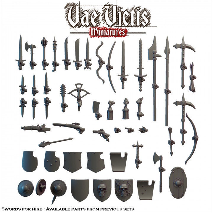 Modular Mercenary Miniatures, Bits and Weapon Conversions Fantasy by Vae Victis, perfect for Fantasy Wargames and Tabletop RPGs